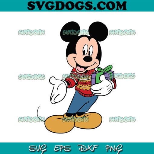 Mickey Wears A Christmas Sweater SVG, Christmas Mickey Character SVG PNG EPS DXF