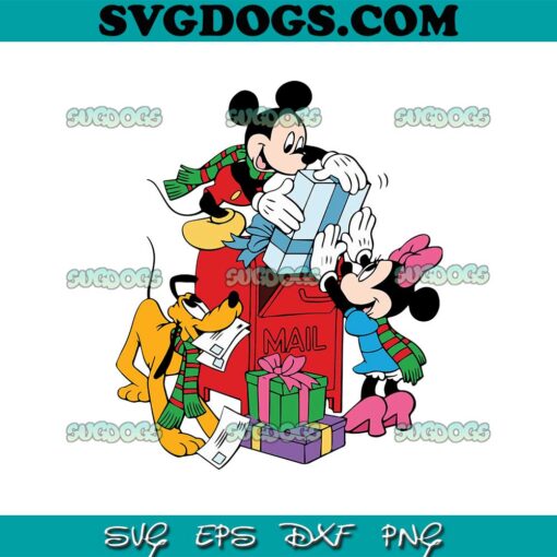 Mickey And Minnie Pluto Send Gift SVG, Disney Christmas SVG PNG EPS DXF