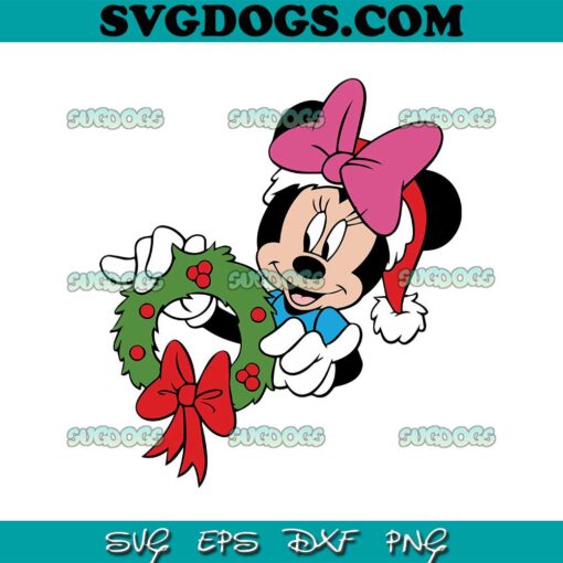 Minnie Christmas Wreath SVG, Mouse Christmas SVG PNG EPS DXF