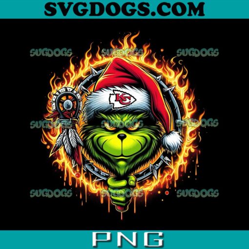 Kansas City Chiefs Grinch On Fire PNG, Kansas City NFL Christmas PNG