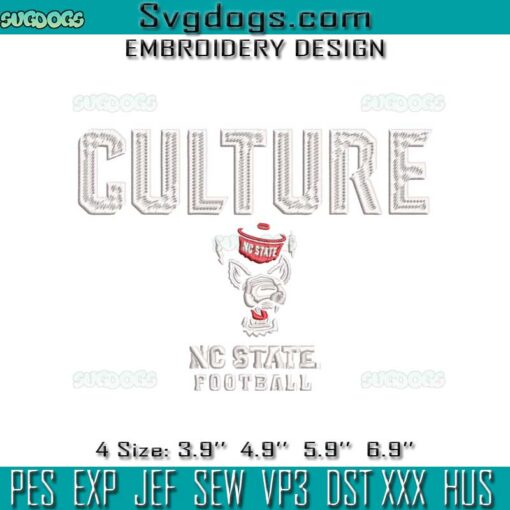 NC State Football Culture Embroidery, North Carolina State Wolfpack Embroidery