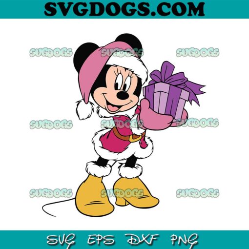 Pink Minnie Mouse Gift Box SVG, Minnie Christmas SVG PNG EPS DXF