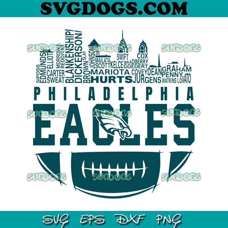 Philadelphia Eagles Skyline Football Names SVG