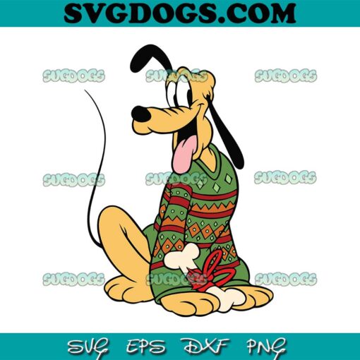 Pluto Wears A Christmas Sweater SVG, Pluto Christmas SVG PNG EPS DXF