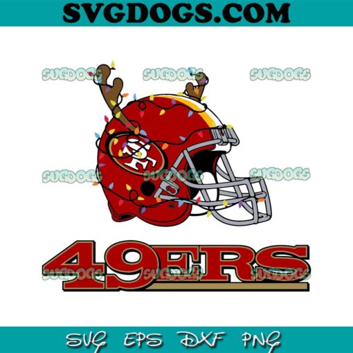 San Francisco 49ers Helmet Deer Antlers SVG, San Francisco 49ers Christmas SVG PNG EPS DXF