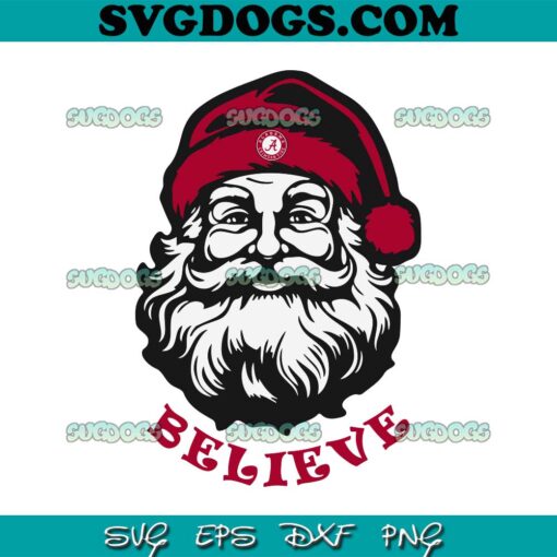 Santa Claus Believe Alabama Crimson Tide SVG, Alabama Crimson Tide Christmas SVG PNG EPS DXF