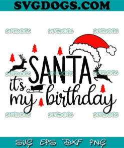 Santa Its My Birthday SVG, Girl Birthday Christmas SVG PNG EPS DXF