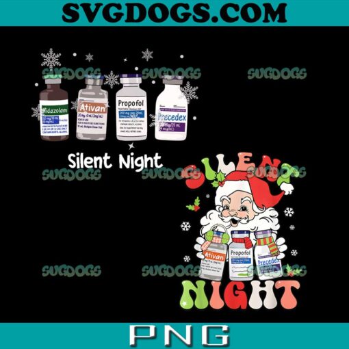 Silent Night ICU Nurse Christmas PNG Bundle, Nurse Santa PNG