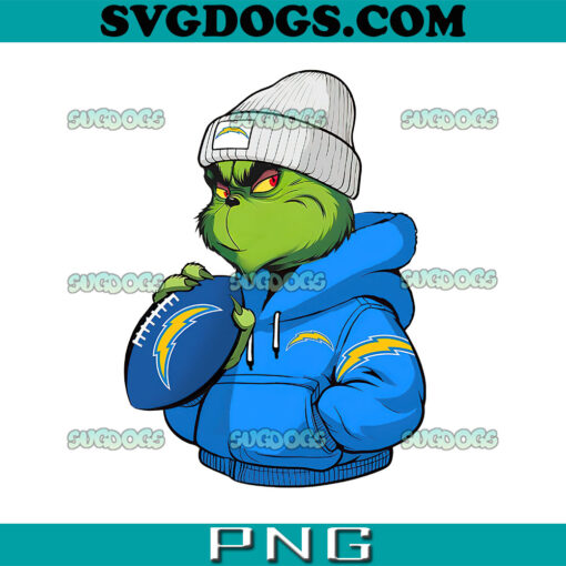 The Grinch Boy Los Angeles Chargers Drink Coffee PNG, Christmas Los Angeles Chargers PNG
