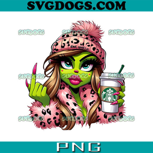 The Grinch Girl Drink Starbuck PNG, Leopard Bougie Grinch Drink Coffee PNG