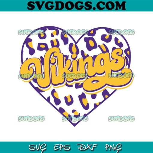 Vikings Heart Leopard SVG, Minnesota Vikings SVG PNG EPS DXF