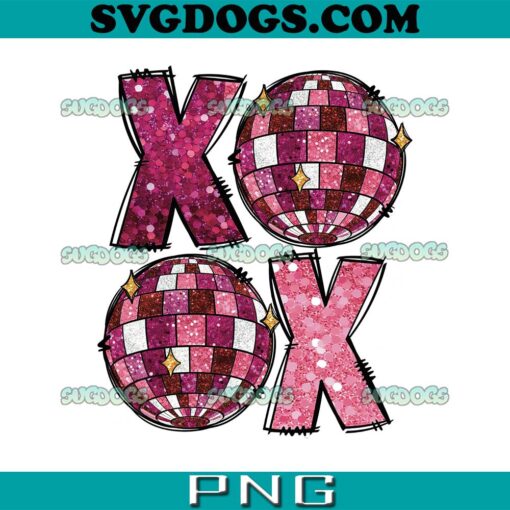 XOXO Faux Sequin PNG, Disco Ball Valentine PNG