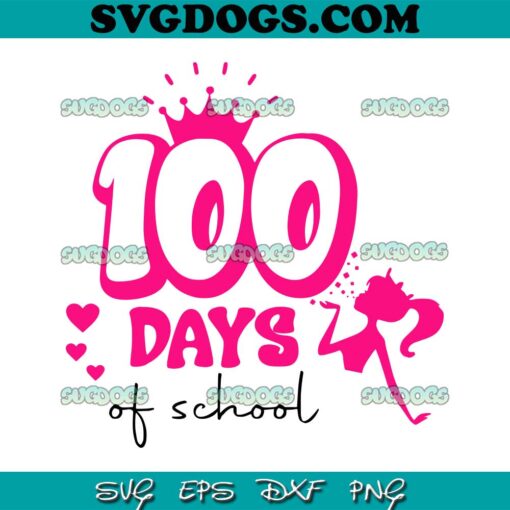 100 Days Of School Barbie SVG, Pink Doll SVG, Back To School SVG PNG EPS DXF