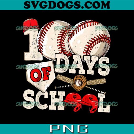 100 Days Of School Baseball PNG, 100th Day Of School Kids Teacher PNG