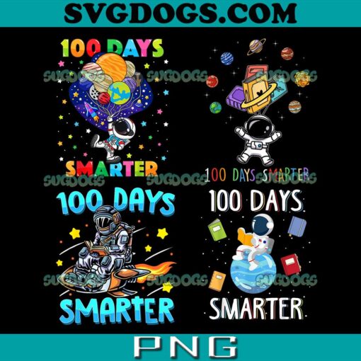 100 Days Smarter PNG Bundle, 100 Days of School Astronaut Outer Space PNG