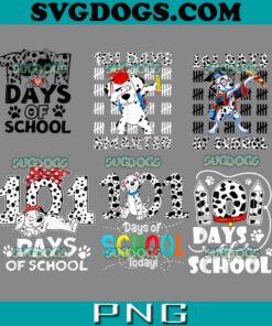 101 Days Of School Dalmatian Dog PNG Bundle, 100th Day Of School PNG