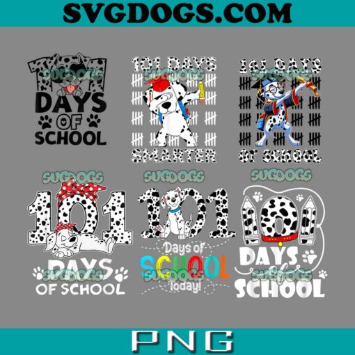 101 Days Of School Dalmatian Dog PNG Bundle, 100th Day Of School PNG