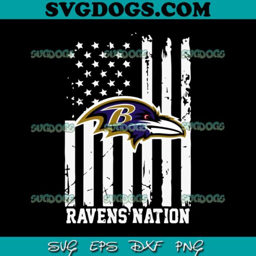 Baltimore Ravens Nations Football Us Flag SVG, Baltimore Ravens SVG PNG EPS DXF