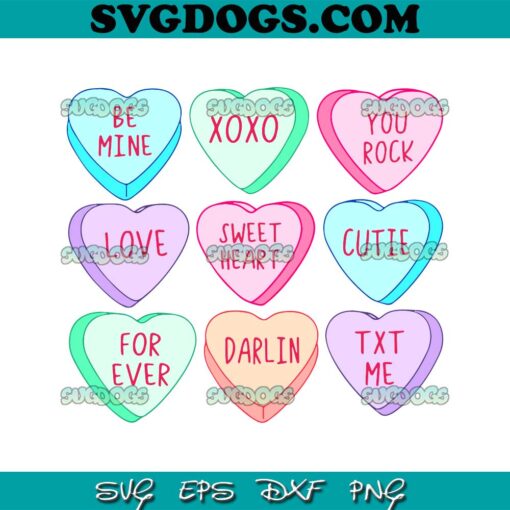Candy Sweet Hearts Love Valentines Day SVG, Be Mine SVG, Xoxo SVG PNG EPS DXF