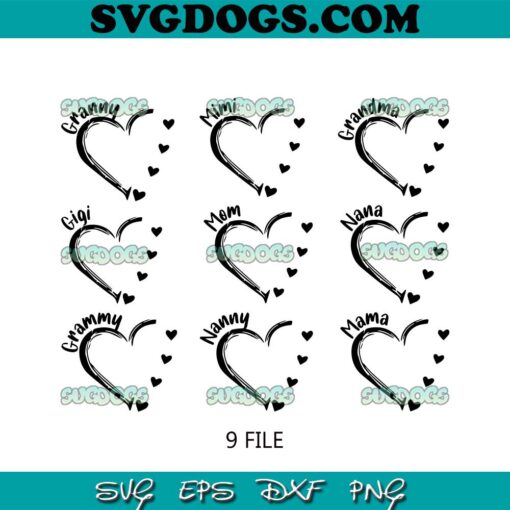 Custom Heart Grandkid Name SVG Bundle, Mom SVG, Mama SVG PNG EPS DXF