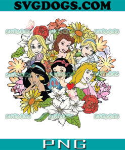 Floral Disney Princess PNG, Comfort Colors Vintage Floral Princess PNG