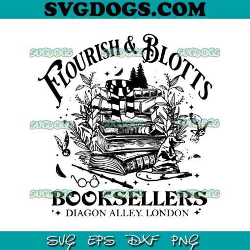 Flourish Blotts Booksellers SVG, Wizard Flourish Blotts SVG, Harry Potter SVG PNG EPS DXF