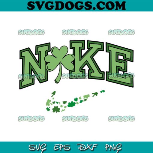 Four Leaf Clover Nike Logo St Patricks Day SVG, Nike Patricks SVG PNG EPS DXF