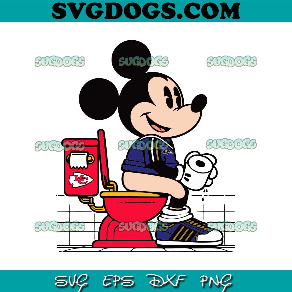 Funny Baltimore Ravens Mickey Mouse Sitting On Kansas City Chiefs Toilet SVG, Ravens vs Chiefs SVG PNG EPS DXF Funny Baltimore Ravens Mickey Mouse Sitting On Kansas City Chiefs Toilet SVG, Ravens vs Chiefs SVG PNG EPS DXF