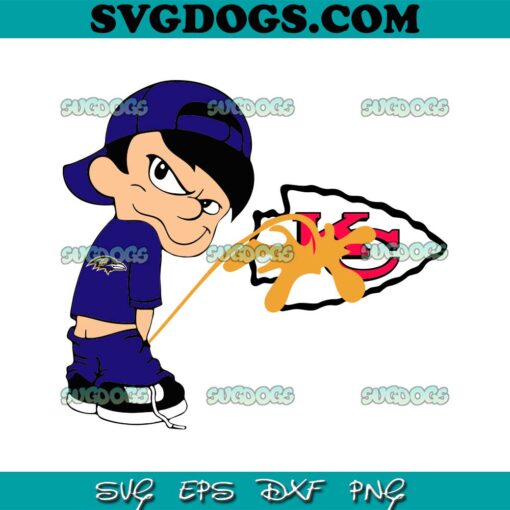 Funny Boy Baltimore Ravens Piss On Kansas City Chiefs SVG, Baltimore Ravens Peeing On Kansas City Chiefs SVG PNG EPS DXF