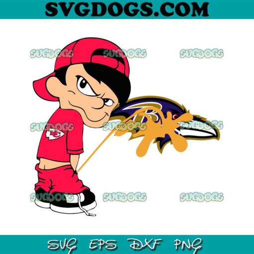 Funny Boy Kansas City Chiefs Piss On Baltimore Ravens SVG, Kansas City Chiefs Peeing On Baltimore Ravens SVG PNG EPS DXF