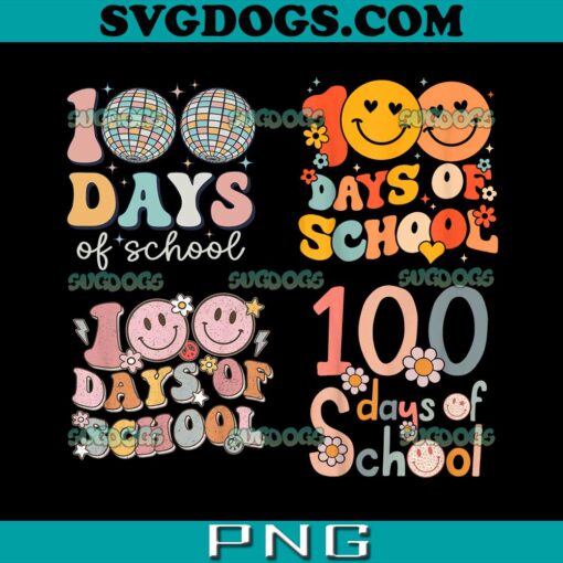 Groovy 100th Day Of School PNG Bundle, Disco 100th Day Teacher PNG