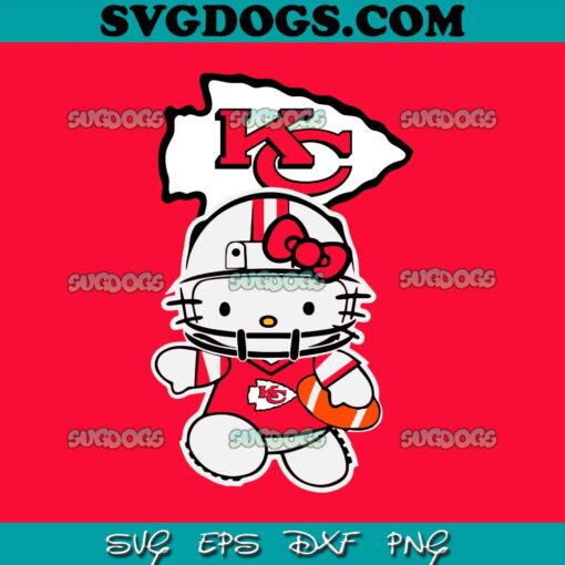 Hello Kitty Kansas City Chiefs Football SVG, Kitty Cat NFL SVG PNG EPS DXF