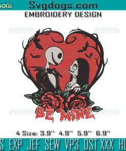 Jack And Sally Be Mine Embroidery, Jack And Sally Valentine Embroidery
