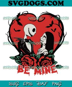 Jack And Sally Be Mine Floral Heart SVG, Jack And Sally Valentine SVG PNG DXF EPS