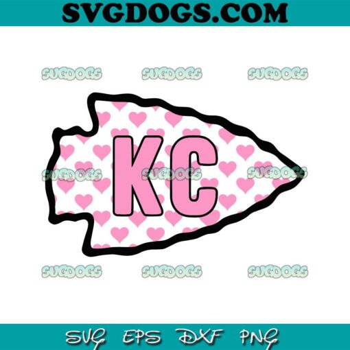 Kansas City Chiefs Logo Pink Hearts SVG, Kansas City Chiefs Valentine SVG PNG EPS DXF