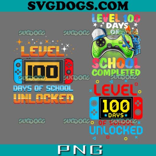 Level 100 Days Of School Unlocked PNG Bundle, Gamer School PNG