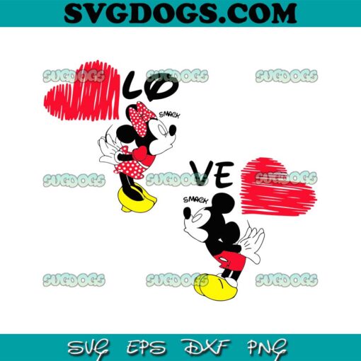 Mickey Minnie Kissing Heart SVG, Valentines Kissing SVG PNG DXF EPS