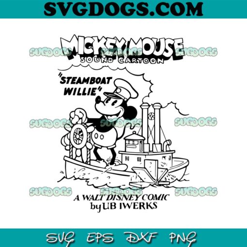 Mickey Mouse Sound Cartoon Steamboat Willie SVG, Steamboat Willie SVG PNG EPS DXF