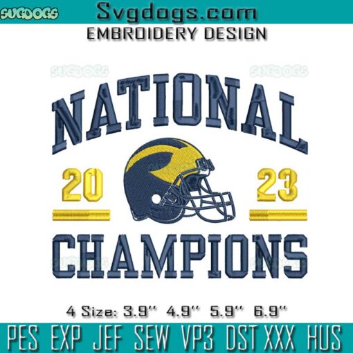 National Champions Michigan Helmet 2023 Embroidery, Michigan Wolverines Embroidery