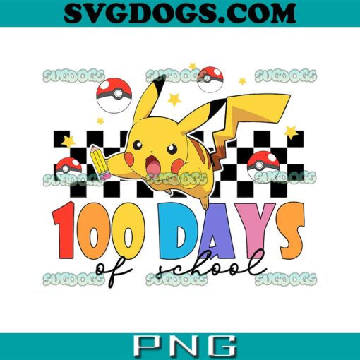 Pikachu 100 Days Of School PNG, Pokemon School 100th Day PNG