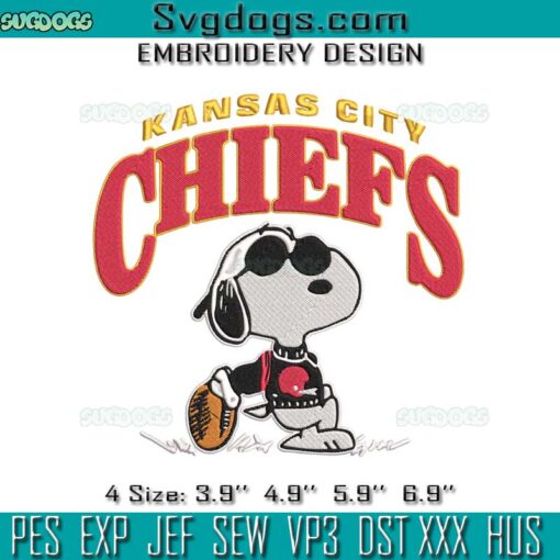 Snoopy Football Kansas City Chiefs Embroidery, KC Chiefs Embroidery