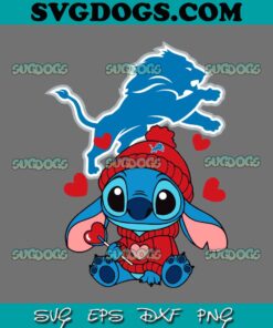 Stitch Valentine Candy Heart Detroit Lions SVG, Valentine Detroit Lions SVG PNG EPS DXF