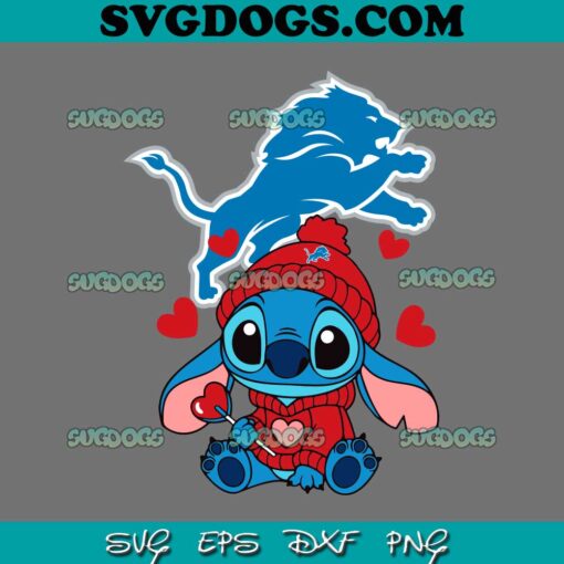 Stitch Valentine Candy Heart Detroit Lions SVG, Valentine Detroit Lions SVG PNG EPS DXF