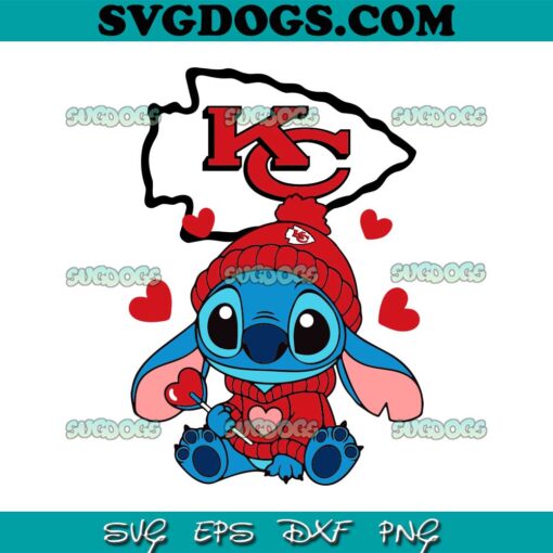 Stitch Valentine Candy Heart Kansas City Chiefs SVG, Valentine KC Chiefs SVG PNG EPS DXF