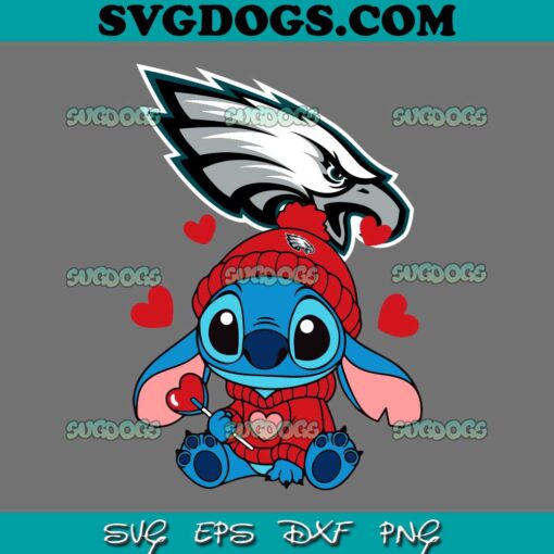 Stitch Valentine Candy Heart Philadelphia Eagles SVG, Valentine Philadelphia Eagles SVG PNG EPS DXF