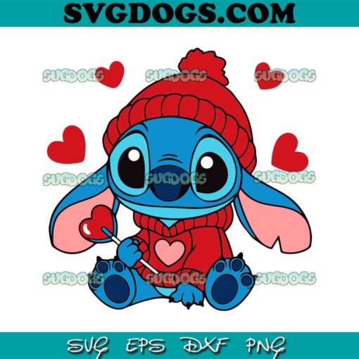 Stitch Valentine Candy Heart SVG, Cute Valentine Disney Stitch Heart SVG PNG EPS DXF