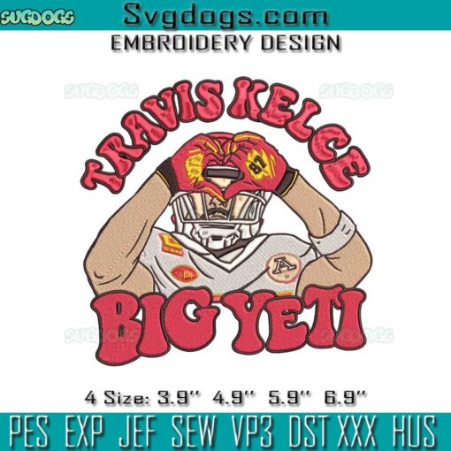 Travis Kelce Big Yeti Heart Hands Chiefs Embroidery, Travis Kelce Embroidery