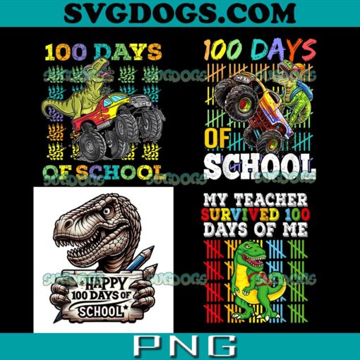 Trex 100 Days Of School PNG Bundle, 100 Days Smarter PNG