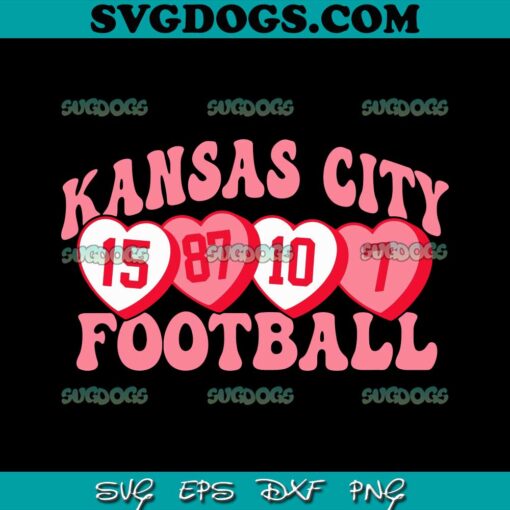 Valentine Kansas City Football Hearts SVG, Kansas City Love SVG PNG EPS DXF