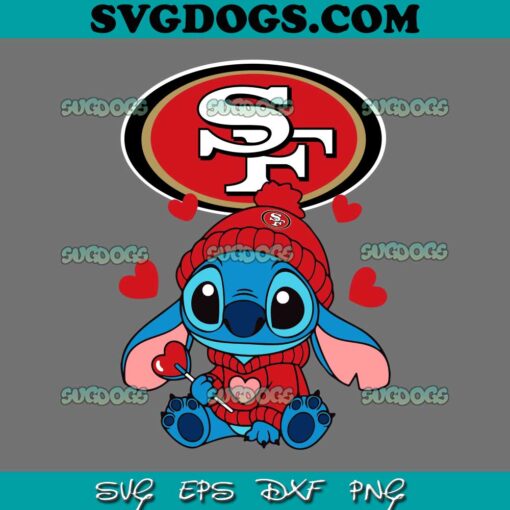 Valentine Stitch San Francisco 49ers SVG, Stitch Candy Heart SVG, 49ers Valentine SVG PNG EPS DXF